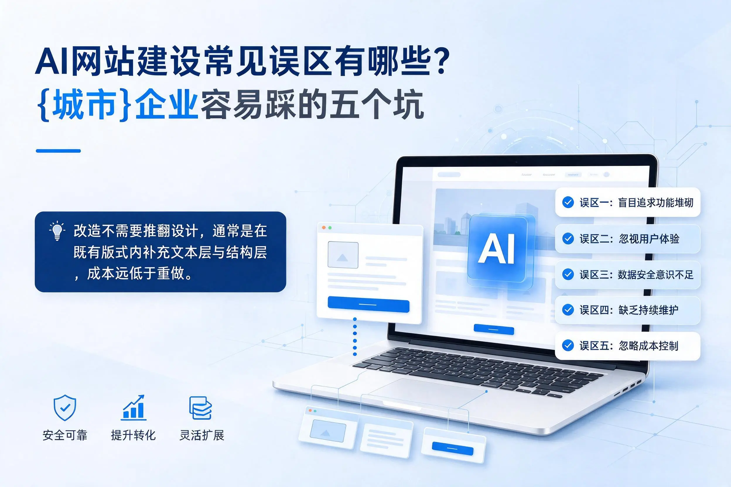AI网站建设常见误区有哪些？普洱企业容易踩的五个坑